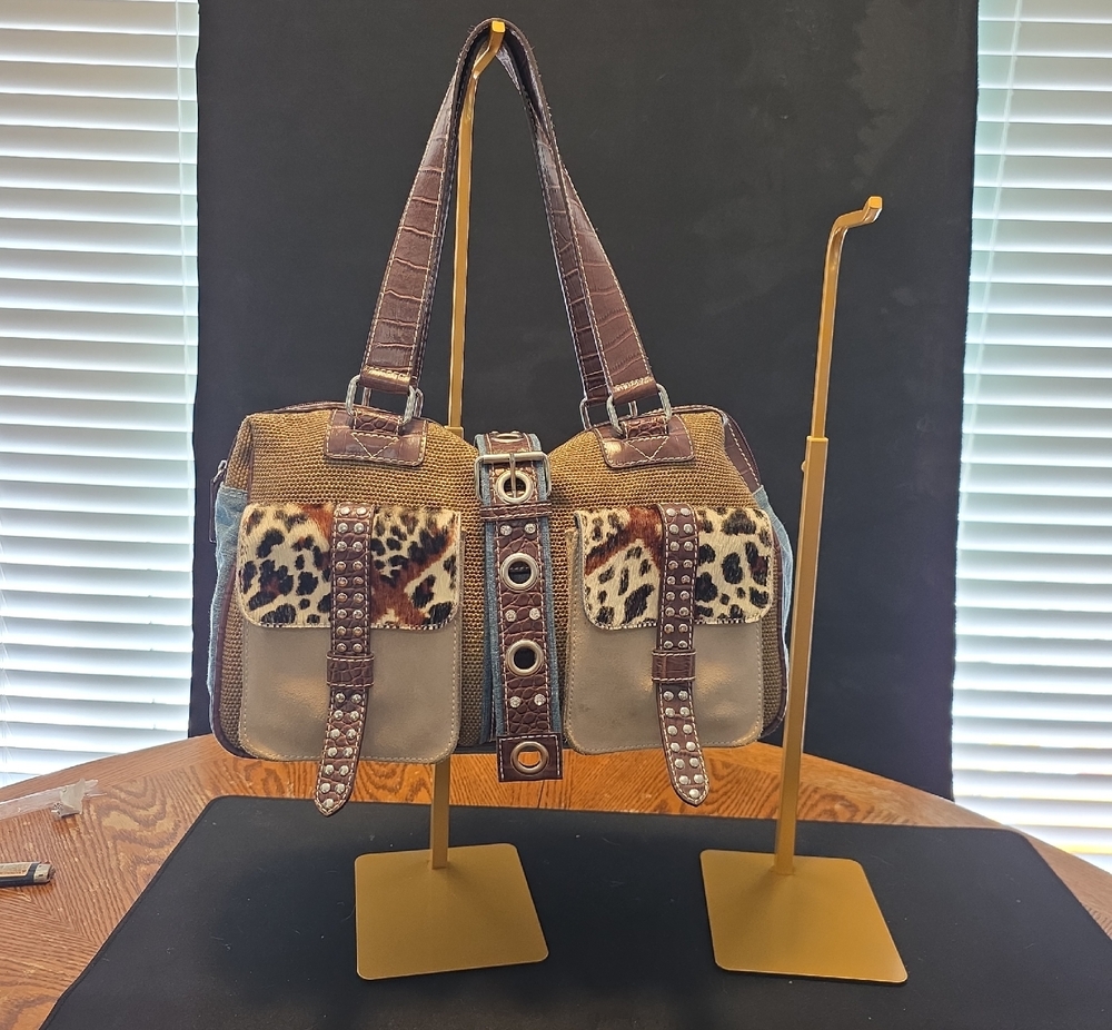 Brown Leopard Accent Shoulder Bag